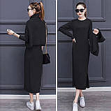 Комплект жіночий трикотажний сукня + топ з високим горлом без рукавів, сірий S\M, фото 3