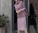 Комплект жіночий трикотажний сукня + топ з високим горлом без рукавів, сірий S\M, фото 7