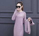 Комплект жіночий трикотажний сукня + топ з високим горлом без рукавів, сірий S\M, фото 8