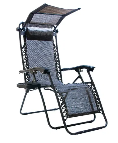 Крісло Шезлонг для пляжу та саду з козирком ZERO GRAVITY XXL 120 кг