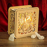 Соляний світильник дерев'яний "Ангел" з кристалами солі, фото 2