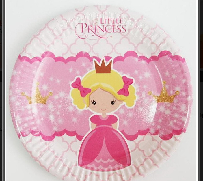 Паперова тарілка рожевий принт little princess 18,0см
