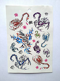 Флеш Тату. Тимчасове Татуювання. Тварини, Павукоподібні, Скорпіони, Павуки, Троянда 17,5*12 См 5059, Кольорові