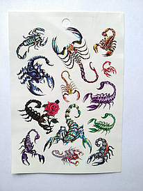 Флеш Тату. Тимчасове Татуювання. Тварини, Павукоподібні, Скорпіони, Павуки, Троянда 17,5*12 См 5063, Кольорові