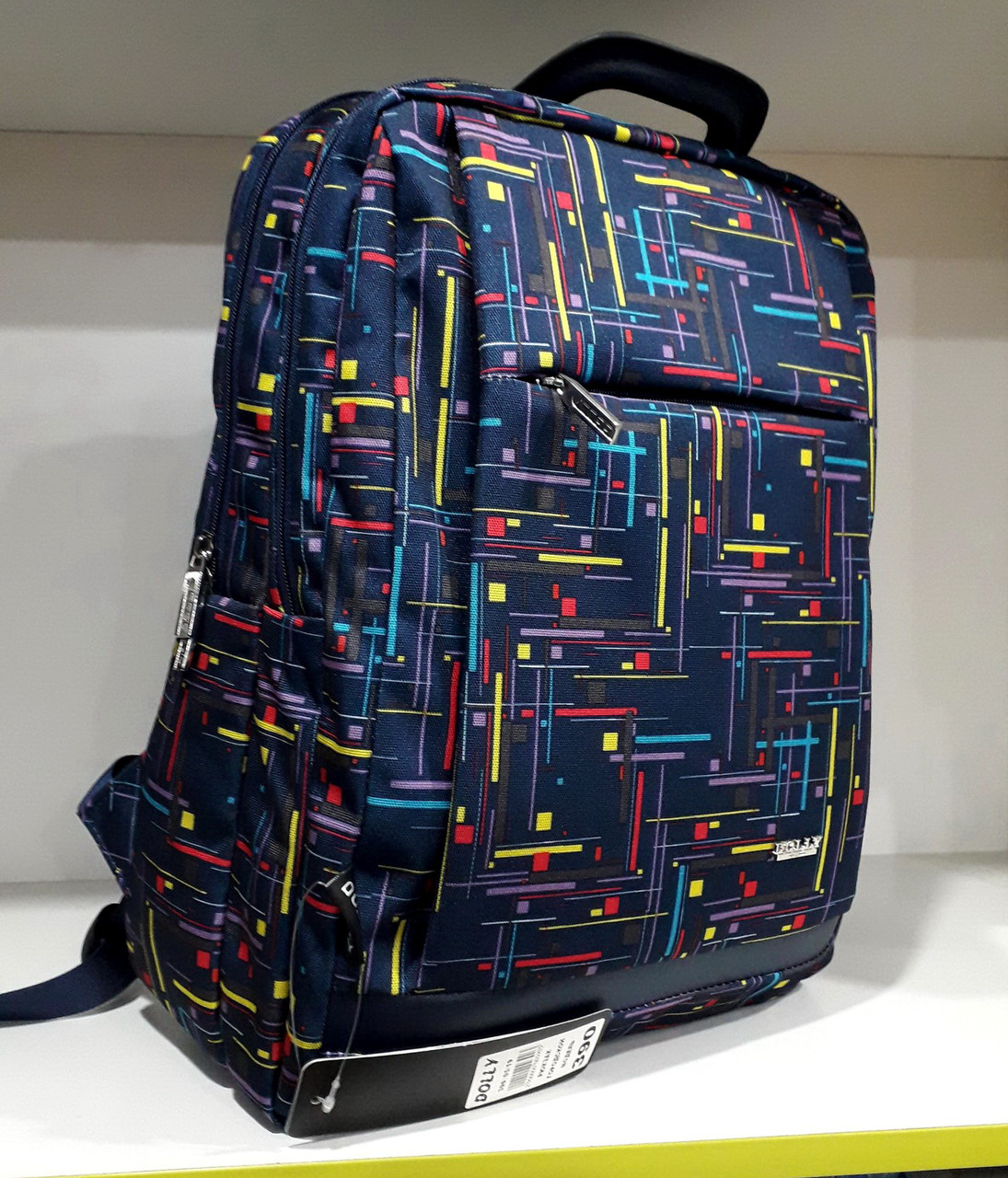 Рюкзак шкільний синій хлопчику міський з ручкою під документи формату А4 два відділи кишені Dolly 390