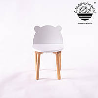 Дитячий стілець Яро ведмедик білий, з вільхи