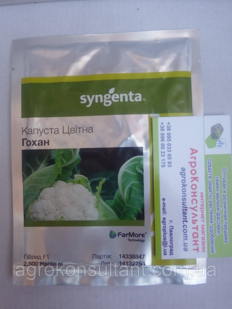 Насіння капусти цвітної Гохан F1 (Syngenta), 2 500 насінин — середньостиглий гібрид (72-75 днів), жаростійкий