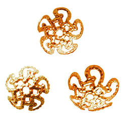 50 шт 10 мм Обіймачі Капелюшки для Намистин, Форма Квітка, Колір Рожеве Золото, Рукоділля, Фурнітура