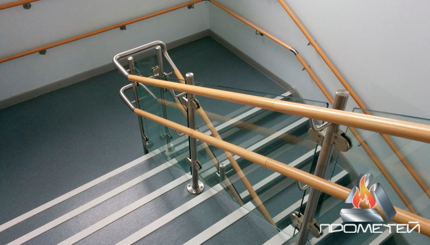 Поручни двухуровневые из нержавеющей стали для лестниц - фото 4 - id-p938429807