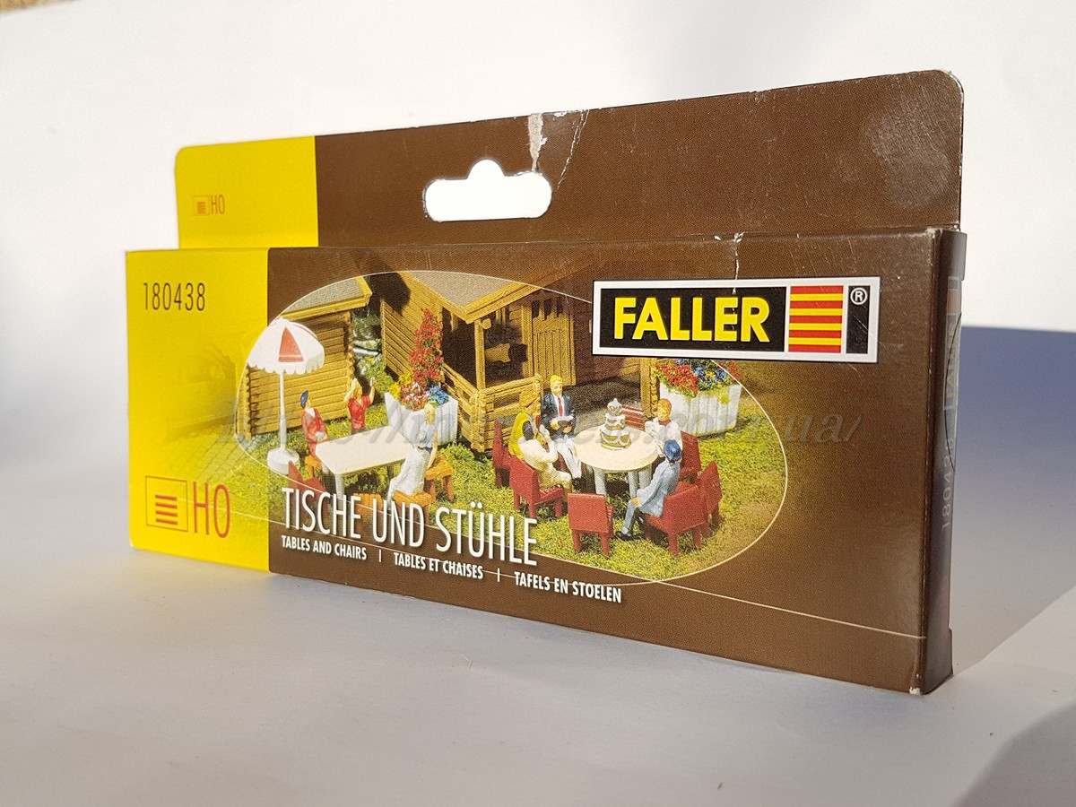 Faller 180438 комплект із 7 столів і 48 стільців для моделювання, масштабу H0,1:87