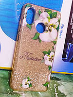 Чехол Накладка Glitter Flowers Цветы Xiaomi Mi 8 стильные блёстки