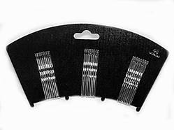 Невидимки для волосся 24 шт металеві, колір сталевий, довжина 5 см