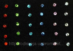 Пірсинг у ніс 10 шт., медична сталь, кольорові стрази