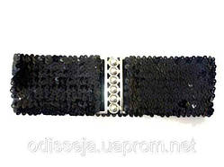 Пояс гумка паєтки 70 мм 47-90 см колір чорний