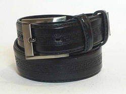 Ремінь чоловічий чорний шкірозамінник ширина 30 мм