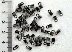 Концевики-затискачі для Шнура, Залізні, Колір: Чорний, Розмір: 6х2 мм (500 шт)