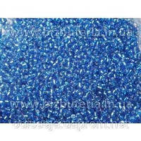 Бісер блакитний зі срібною серединою, діаметр — 2 мм (100 грамів)