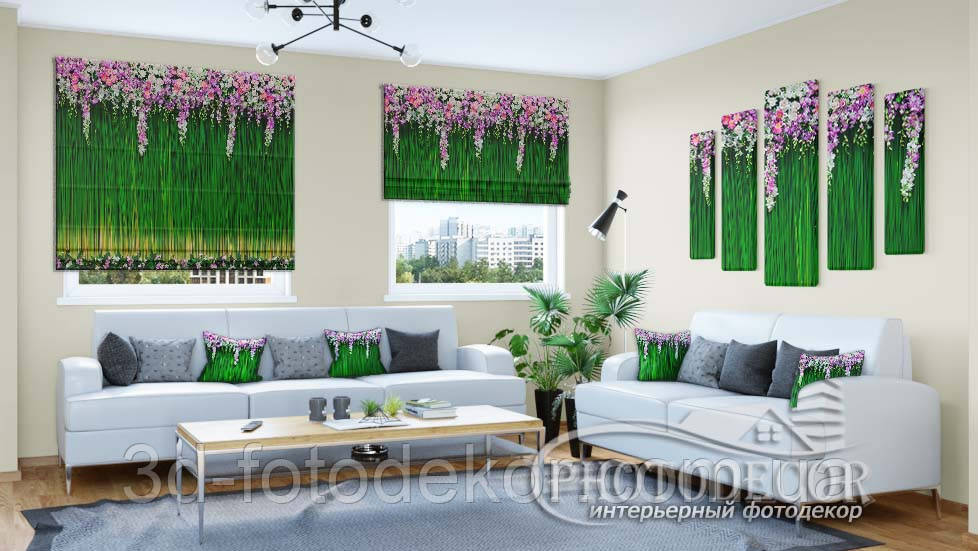 Римські 3D Фото Штори "Ламбрекен з квітів", фото 1
