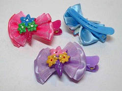 Шпилька качечка 12 шт. різні кольори, три квітки