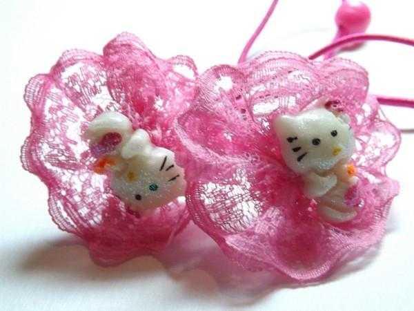 Набір гумок для волосся 12 шт. яскраво-рожевий, світло-рожевий, кіті, фото 1