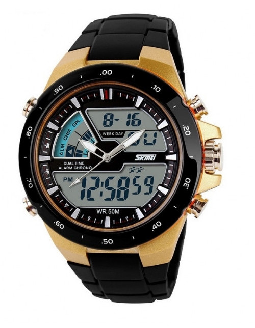 Чоловічий наручний годинник skmei 1016 Золотистий