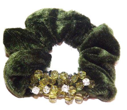 Гумка для волосся велюр бісер намистини різні кольори, фото 1