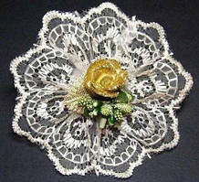 Бант на гумці 4 шт. органза, троянда в золоту блискітку