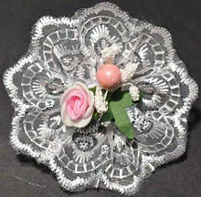 Бант на гумці 4 шт. білий із рожевою трояндою
