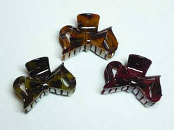 Шпилька для волосся краб 6 шт. пластик, кольори: коричневий, бордовий, зелений