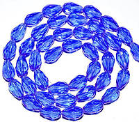 Бусины хрусталь, капля, размер 8х11 мм, цвет синий прозрачный А10 (60 шт)