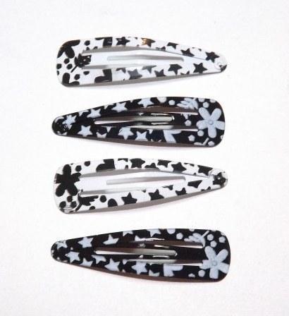 Шпильки для волосся тик-так 10 шт. чорний і білий у зірочку, фото 1