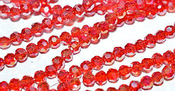 Бусини кришталь кулька 4 мм 36 см колір червоний АВ блиск