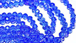 Бусини кришталь кулька 4 мм 36 см синій прозорий перлинний блиск