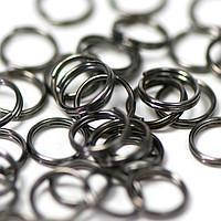 Колічки з'єднувальні голдфілд, подвійні, Колір: платина, Розмір: 6х1 мм, 25 г (ок. 320 шт) 24_2_60а5