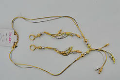 Набір ланцюгів і сережки з позолотою, довжина 45 см