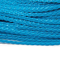 Шнур плетенный искусственная кожа, для рукоделия, голубой, размер 5х2 мм, длина 5 м.УТ1009810