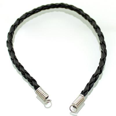 Основа для браслета, шкіри та латунь, розмір 3х165 мм, Колір: чорний (1 шт.), фото 1