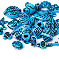 Бусини акрилові античні Мікс сині (25 г), УТ100005759