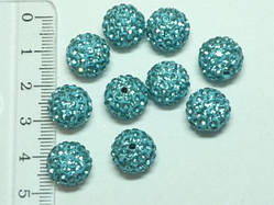 Намистини зі Стразами Шамбала 12 мм 5 шт Отвір 1,8 мм Полімерна Глина Блакитний