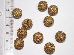 Намистини зі Стразами Шамбала 12 мм 5 шт Отвір 1,8 мм Полімерна Глина Жовтий