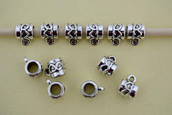 Бейли шарм металеві, сердечка, 12х9х8 мм, 12 шт.