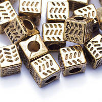Бусини-роздільники 50 шт. кубики металеві золотисті 4,5х4,5 мм УТ 0005013