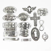 Конектори метал 27~42x24~40x1~3мм 35 шт. колір античне срібло