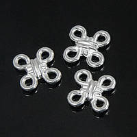 Конектори ромб 4 отвори, металеві, сріблясті, 10х10 мм, 25 шт УТ 0008585