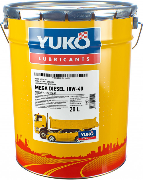 Масло YUKO MEGA DIESEL 10W-40 20л., фото 1