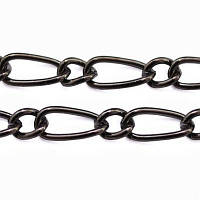 Ланцюжок залізний 5 м ланки 5х2,5мм і 2х2х0,5 мм плетіння фігаро колір чорний УТ000006024