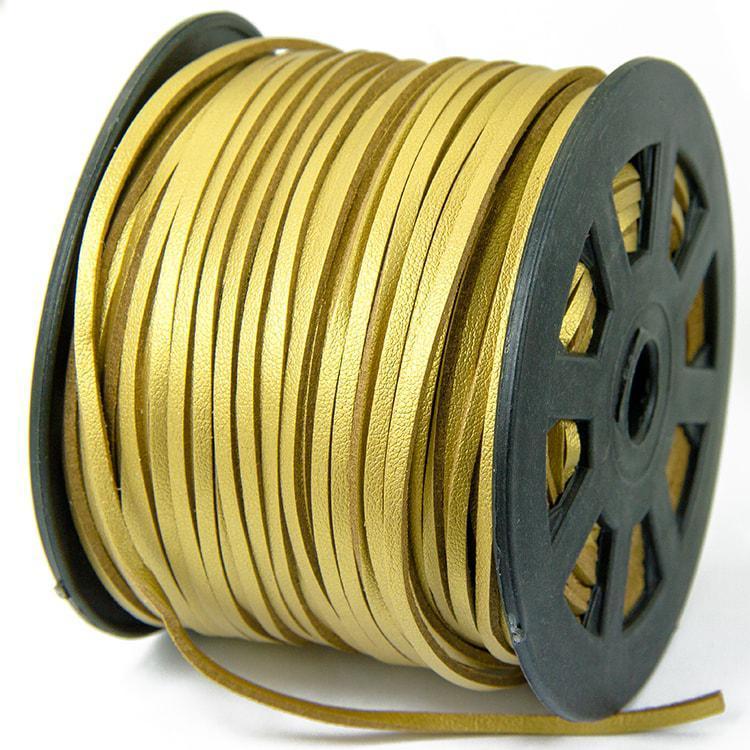 Шнур, штучний замш, золотистий, розмір 3х1 мм, довжина 5 м. (1 шт.) УТ 10009713, фото 1