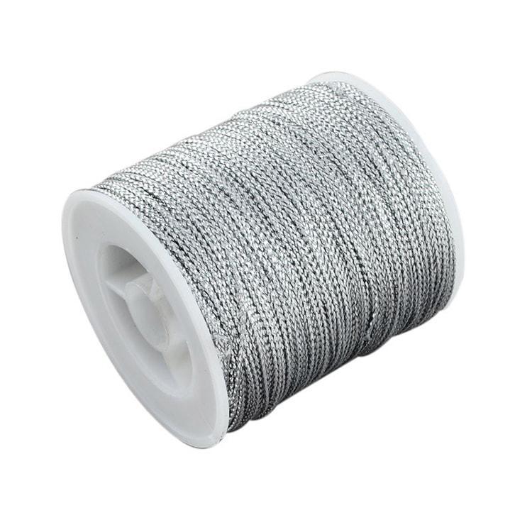 Шнур плетений, металізований, сріблястий, розмір 1 мм, довжина 10 м. (1 шт.) УТ10009828