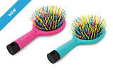 Гребінець для волосся з дзеркалом, масажна, з кольоровими зубцями, кольори в асортименті, розмір 15х7,5 см., фото 2