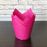 Форма паперова для капкейків Тюльпан Рожевий , Д50мм, висота 60-80мм (Комплект 10шт)